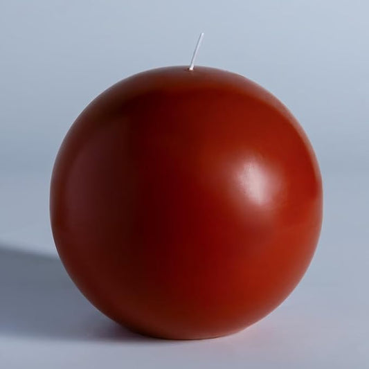 MOZEAL Hand-Poured, 6 Inch Burnt Orange Large Round Ball Candles - Elegant Burnt Orange Round Pillar Candles, Dripless, Unscented, Smokeless, Ideal for Autumn Gatherings.