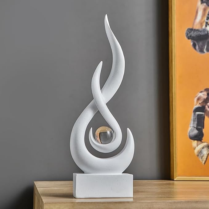 Modern Abstract Art Table Decoration - Ceramic Statue Modern White Ornaments for Living Room Great Gift Idea Home Décor 5 * 2.5 * 10.5 inch Gift Box Included (Sandstone)