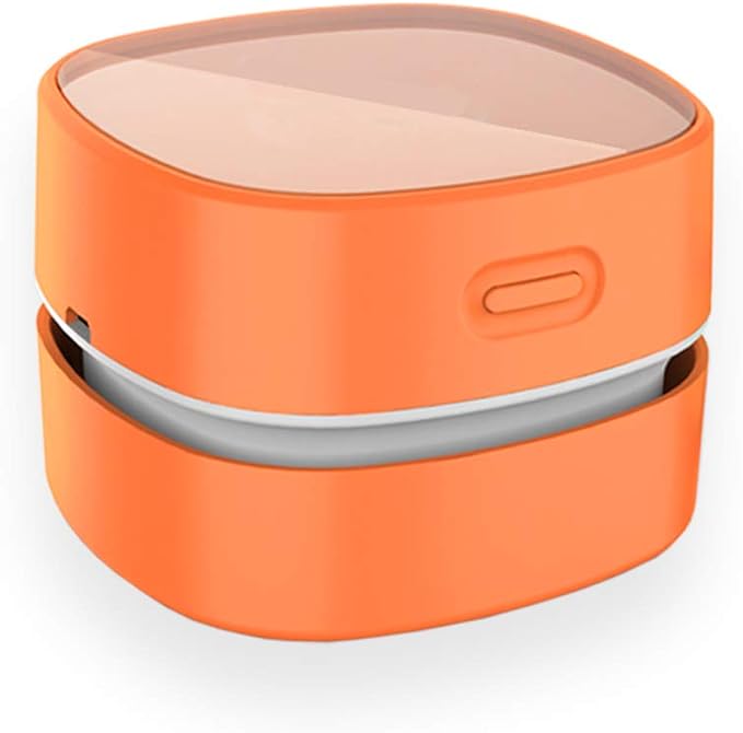 ODISTAR Desktop Vacuum cleaner,Mini table dust sweeper Energy Saving,High endurance up to 400 mins,Cordless&360º Rotatable Design for Cleaning Hairs,Crumbs,Computer Keyboard of gifts for kids (orange)