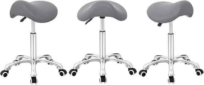 Antlu Saddle Stool Rolling Chair for Office Massage Salon Kitchen Spa Drafting,Adjustable Hydraulic with Wheels (Grey)