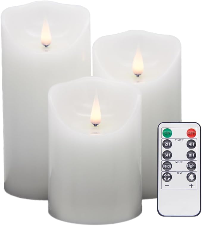 Flameless LED Candles (White, Set of 3 (4",5",6"))