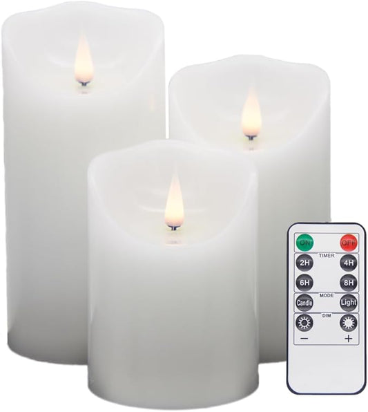 Flameless LED Candles (White, Set of 3 (4",5",6"))