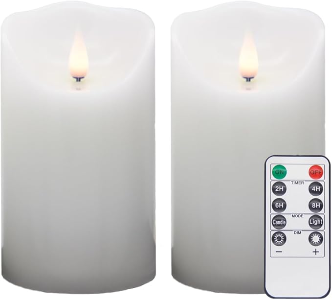 Flameless LED Candles (White, Set of 2 (5 Inch)