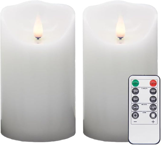 Flameless LED Candles (White, Set of 2 (5 Inch)