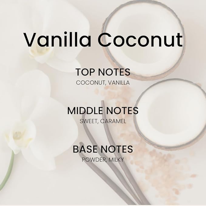 Vanilla Coconut Reed Diffuser Set - Luxury Fragrance Reed Diffusers for Home, Office & Bathroom Décor - Long Lasting Scent Sticks Diffuser with Non-Toxic Oils (5.63 oz)