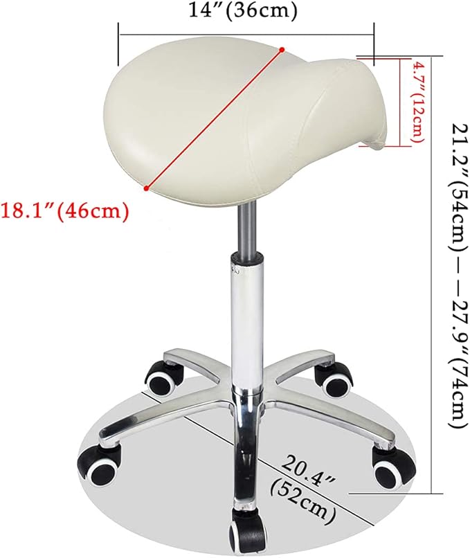 Antlu Saddle Stool Rolling Chair for Medical Lash Massage Salon Kitchen Spa,Adjustable Hydraulic Stool with Wheels (Beige)