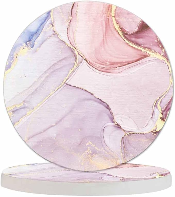 Modern Art Marble Texture Coasters Set for Wood Table Mixing Alcohol Ink Colors Design Fluid Water Design Tabletop Protection Mat for Mugs and Cups 4 Inch for Kitchen Office Home