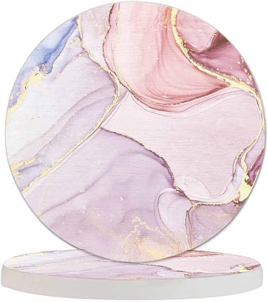 Modern Art Marble Texture Coasters Set for Wood Table Mixing Alcohol Ink Colors Design Fluid Water Design Tabletop Protection Mat for Mugs and Cups 4 Inch for Kitchen Office Home
