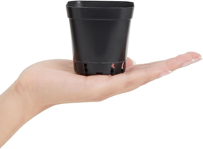 Juvale Nursery Pots - 2 in, Black, 150 Count, Modern Square Stackable - Seed Starter & Seedling Planter - Plastic Plant Pots with Drainage Holes - Indoor Planter