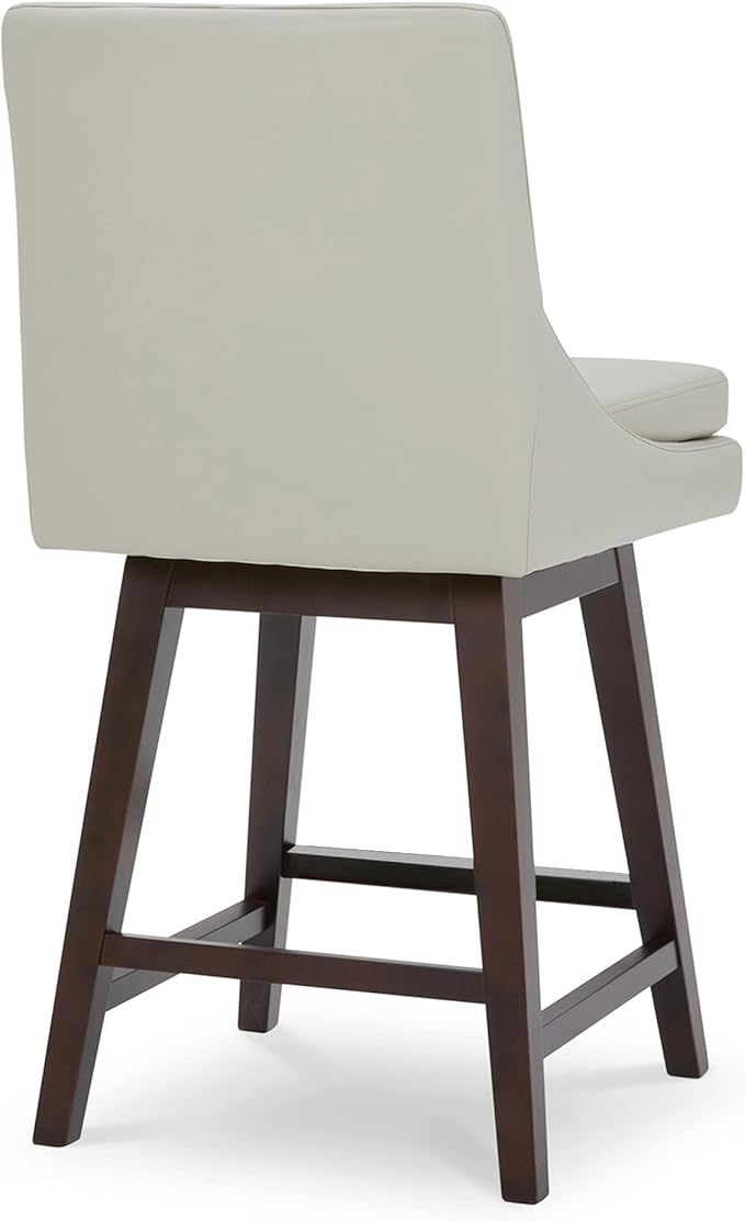 CHITA Counter Height Swivel Bar Stools Set of 4, FSC Certified Upholstered Faux Leather Barstool Chairs with Back, 26.8" H Seat Height, PU Leather in Creamy Grey