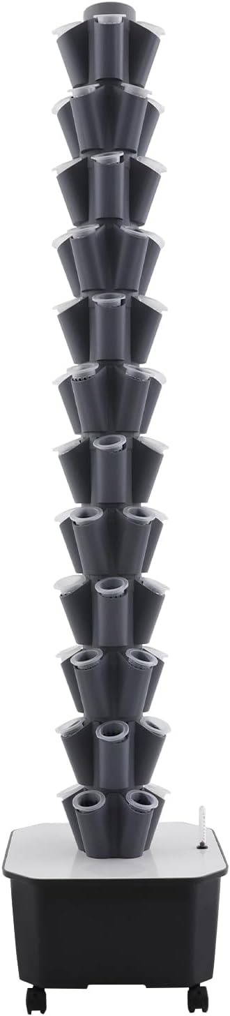 60 Hydroponics Growing System Kit 12 Layers Hydroponic Tower Indoor Outdoor Gardening System with 6.6gal Water Tank & Four Universal Wheels Vertical Garden Planter Kits for Balcony, Corridor, Office