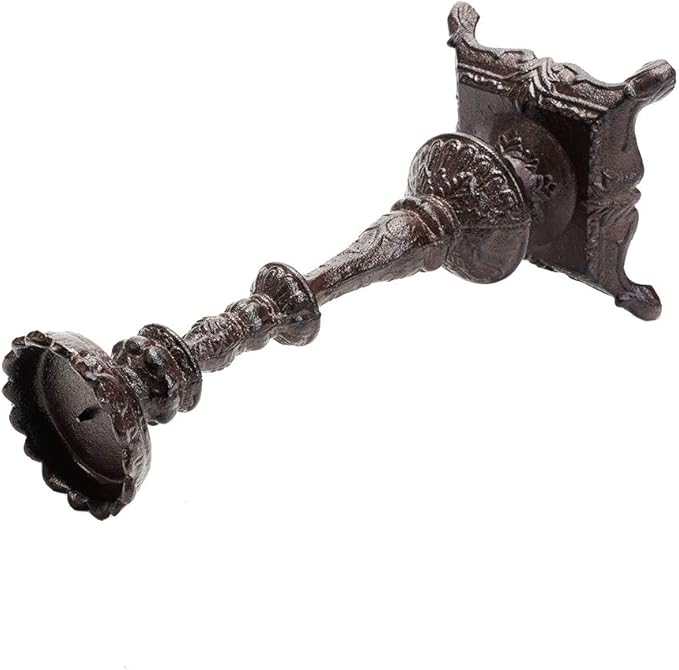 Sungmor Heavy Duty Cast Iron Candlestick Holders - Handcrafted Vintage Candelabra - 37CM/15Inch Tall 1-Head Candle Holder - Decorative Pillar Candle Stand for Christmas Birthday Wedding Home Party