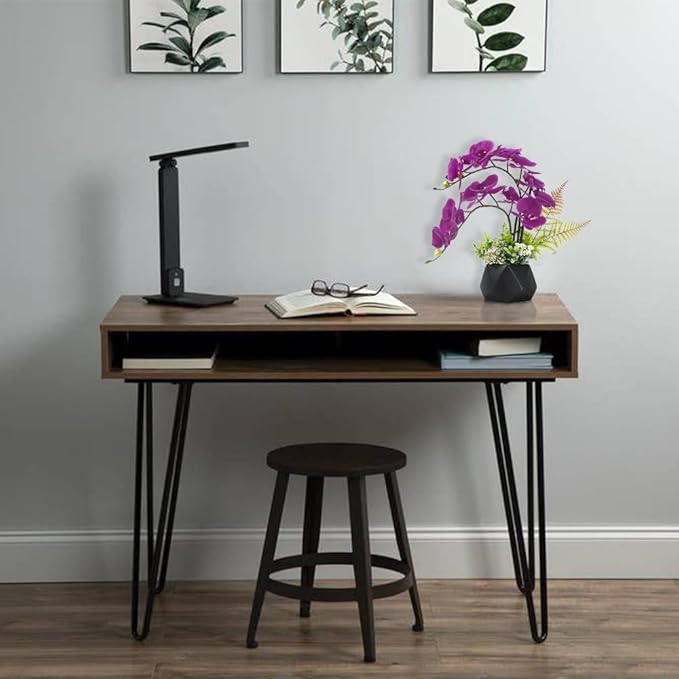 LESING Artificial Potted Orchid Flower for Table Centerpieces,Real Touch Fake Orchid Flowers in Vase for Home Decoration (Style 1,Black Vase)