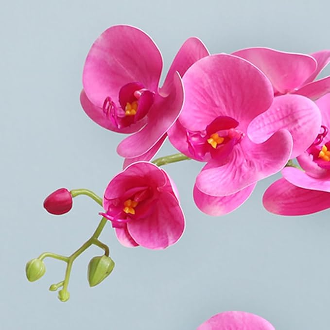 LESING Artificial Potted Orchid Flower for Table Centerpieces,Real Touch Fake Orchid Flowers in Vase for Home Decoration(Style 5,Purple)