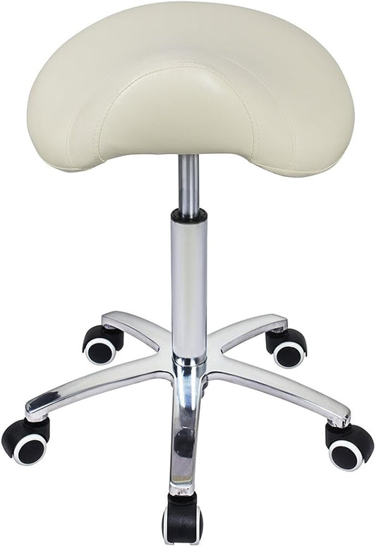 Antlu Saddle Stool Rolling Chair for Medical Lash Massage Salon Kitchen Spa,Adjustable Hydraulic Stool with Wheels (Beige)