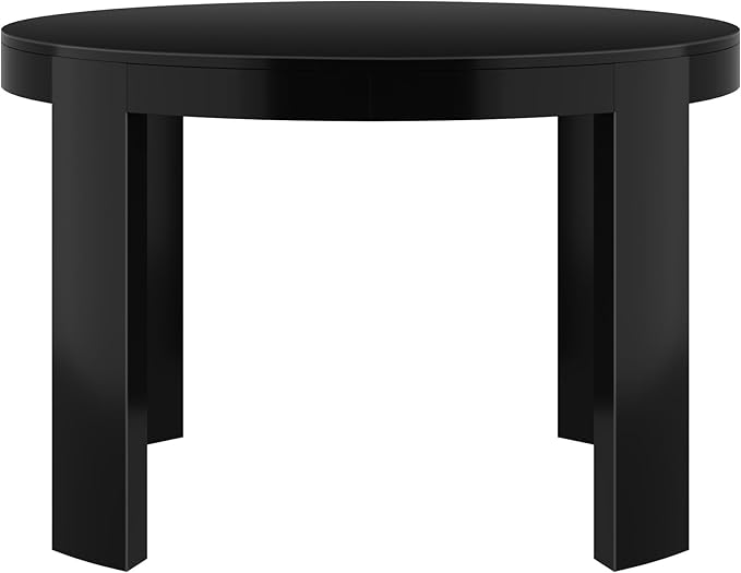 Plank+Beam Contour Round Dining Table, 47 Inch Kitchen Table, Solid Wood Dinner Table, Kitchen Dinette Table, Black