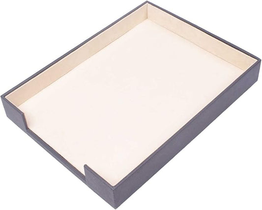 Leather Document Tray - Desk Organizer-Office Accessories - Desk Accessories-Office Supplies - Office Organizer - Office Gifts (Gray)