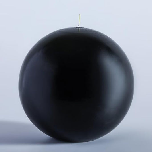 MOZEAL Hand-Poured, 6 Inch Black Large Round Ball Candles - Elegant Black Round Pillar Candles, Dripless, Unscented, Smokeless, Ideal for Halloween Decor.
