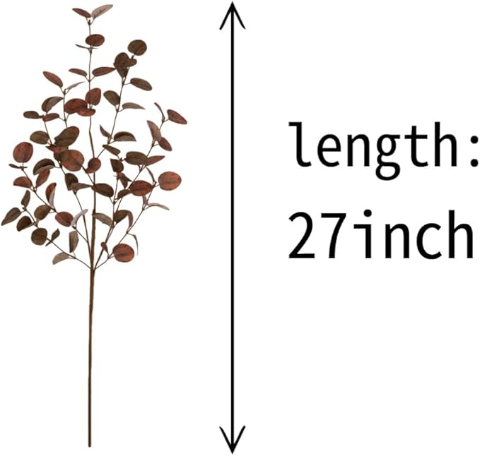 6 Pcs 27" Fall Eucalyptus Leaves Stems Faux Fall Floral Stems for Vase Silk Autumn Foliage Branches for Home Decorations Flower Arrangement Harvest Table Mixed Color