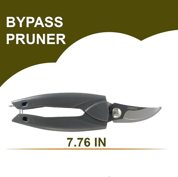 SUMIO 6-Piece Gardening Hand Tool Set – Includes Trowel, Transplanter, Cultivator, Lever Weeder, Bypass Pruner & Storage Bag – Garden Tools Kit for Planting, Weeding, and Pruning (Gray)