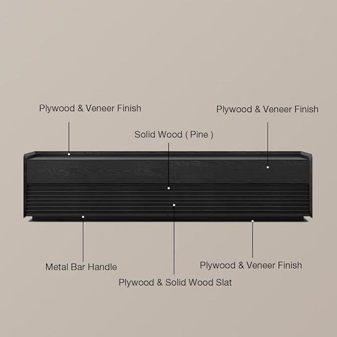 POVISON Fully-Assembled Mid Century Modern TV Stand, 70.87" Entertainment Center with LED Light, Black Walnut Solid Wood TV Console for Living Room, TV Stand with Storage
