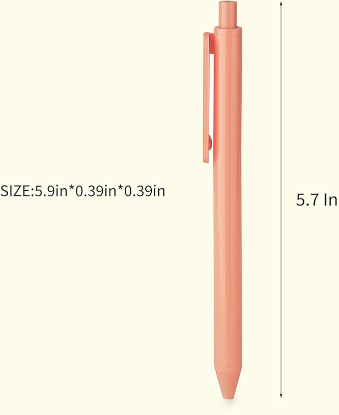 WY WENYUAN 12-Pcs Ballpoint Pens, Comfortable Writing, Pastel Retractable Pretty Journaling, Black Ink Medium Point 1.0 mm Gift, Cute Office Supplies for Women