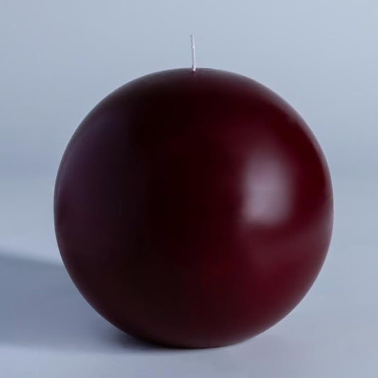MOZEAL Hand-Poured, 6 Inch Burgundy Large Round Ball Candles - Elegant Burgundy Round Pillar Candles, Dripless, Unscented, Smokeless, Ideal for Intimate Gatherings.
