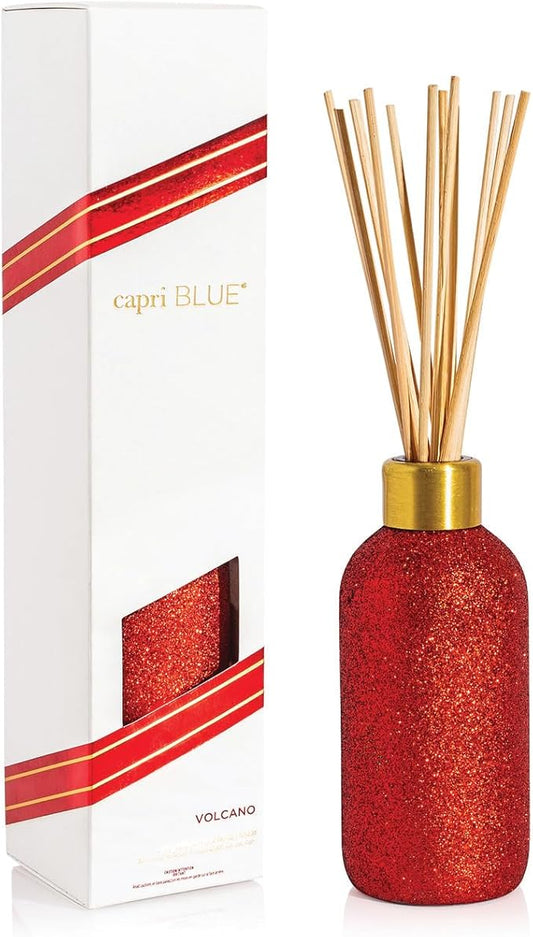 Capri Blue Glam Reed Diffuser - Red Essential Oil Diffuser for Home Decor & Room Decor - Luxury Incense Sticks - Holiday Fragrance (Volcano, 8 Fl Oz)