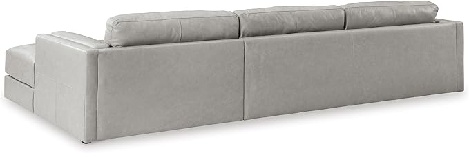 Signature Design by Ashley Amiata Modern L-Shaped Leather Match 2-Piece Sectional with Chaise, Light Gray