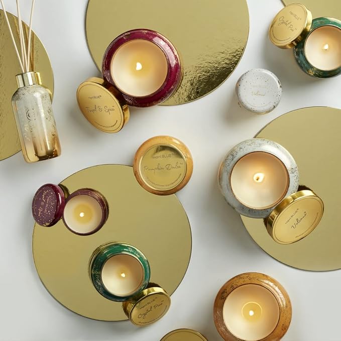 Capri Blue Glimmer Jar Candles - Luxury Holiday Scented Candles for Home - Long Lasting Soy Wax Blend - Scented Holiday & Home Decor - Crystal Pine Signature Jar (19 oz)