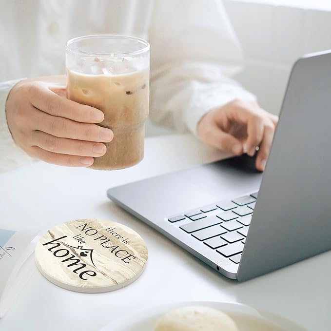 Best Housewarming Gifts for New Home Drink Ceramic Coasters Set of 6 Farmhouse Coffee Table Decor Outdoor Coaster Set with Holder Cup Coasters Decorative Christmas Home Gift for Family House