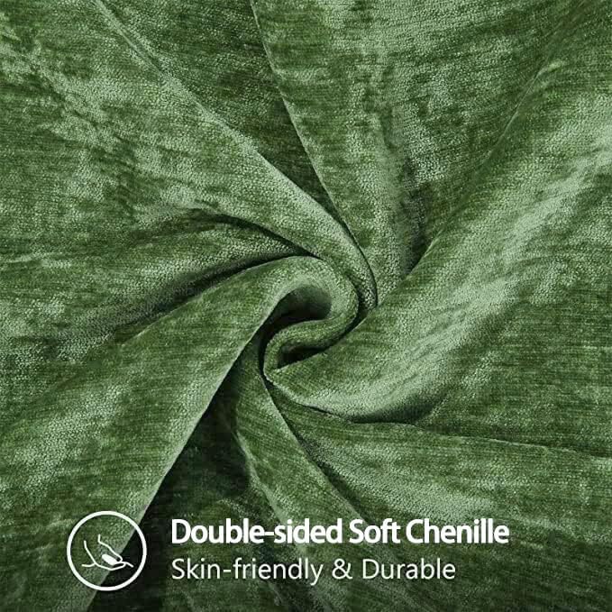 decorUhome Fall Chenille Soft Throw Pillow Covers 26x26 Set of 2, Farmhouse Velvet Neutral Decorative Euro Pillow Covers with Stitched Edge for Couch Sofa Bed Home Decor, Forest Elf