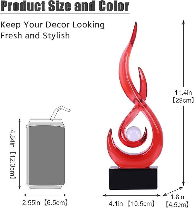 Modern Abstract Art Table Decoration - Ceramic Statue Modern White Ornaments for Living Room Great Gift Idea Home Décor 5 * 2.5 * 10.5 inch Gift Box Included (Red)