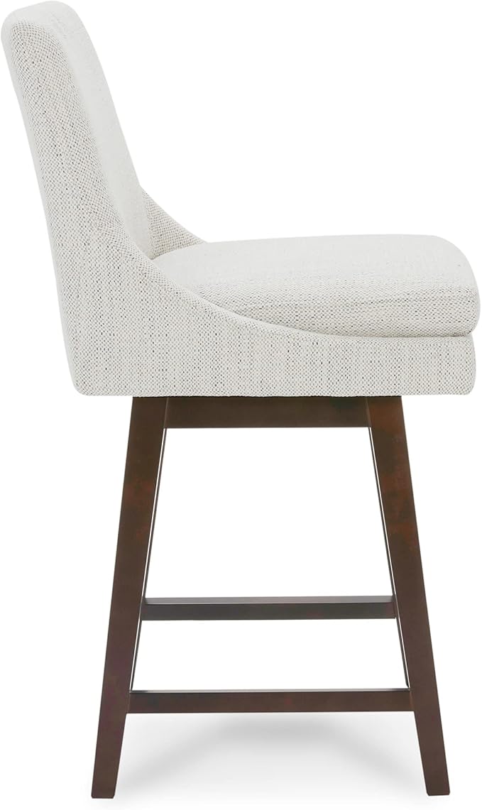 CHITA Bar Stools Set of 2, Counter Height Swivel Barstools, FSC Certified Morden Upholstered Fabric Counter Chairs with Back Support, 26.8" H Seat Height, Fabric in Ivory