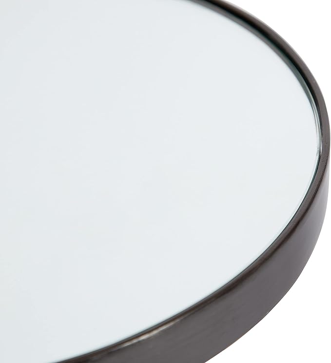 Kate and Laurel Hescott Modern Mirrored Drink Table; 10 x 10 x 24; Gray Marble and Gunmetal; Contemporary Round Accent Table with Premium Marble Base and Mirror Tabletop