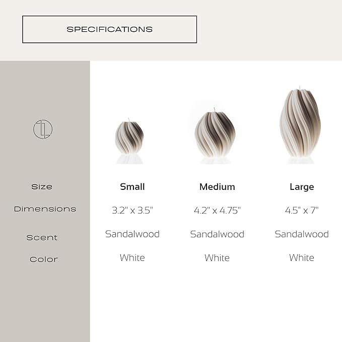 LAWA Swirl Candle - Beautiful Handmade Pillar Scented Soy Wax Twirl Elegant Bubble Aesthetic Candle Housewarming Gift Home Room Shelf Decor Idea Spiral White (Small)