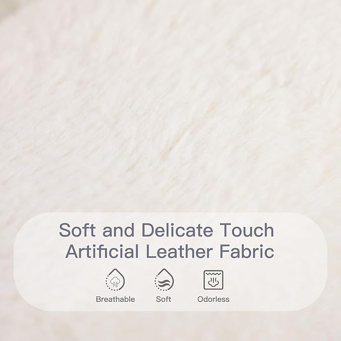 Welnow Comfy Saucer Chair with Ottoman, Oversized Folding Reading Chair for Adults with Throw Pillow Soft Faux Fur Lounge Chair for Bedroom Furry Accent Chair for Living Room, Dorm Rooms, Beige