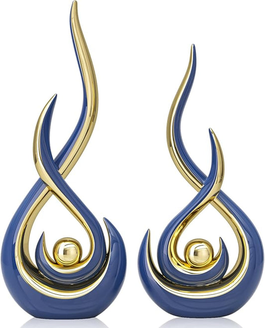 Navy Modern Abstract Art Home Decor Accent,Contemporary Statues Coffee Table Decor for Living Room,Table Centerpieces for Dining Room,Ceramic Sculptures Knick Knacks for TV Stand Show Piece (Blue)