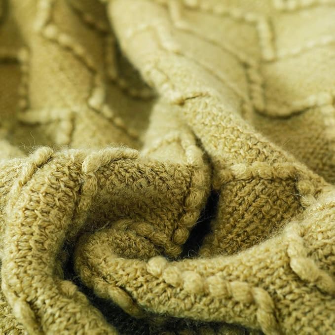 BOURINA Olive Green Throw Blanket 60x80 Inches Throw Textured Solid Soft Sofa Throw Couch Cover Knitted Decorative Blanket