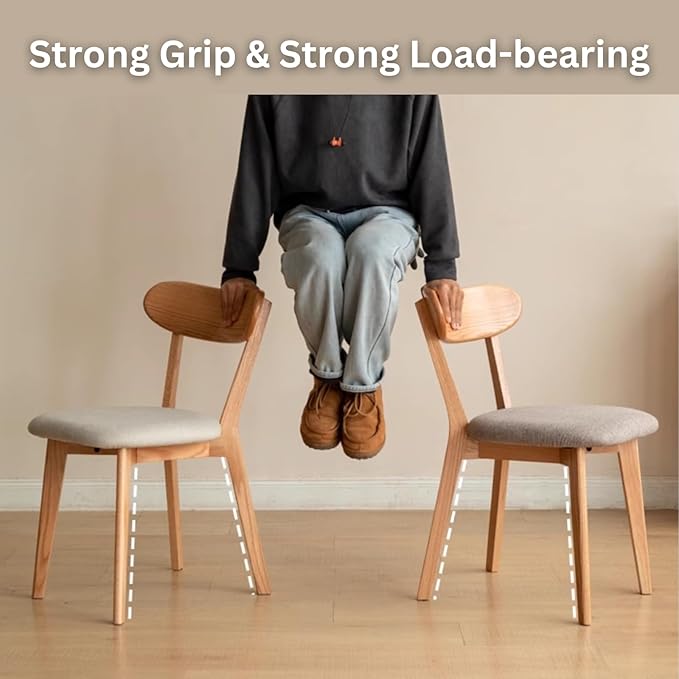 100% Solid Oak Wood Dining Room Chairs - Practical Kitchen Chairs - Wood Chair for Dining Room, Kitchen (4, Natural with White Cushion)