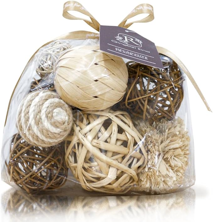 Qingbei Rina Brown Decorative Balls for Bowls,Assorted Vase Filler for Centerpieces,Wicker Rattan Balls Decorative Orbs Woven Spheres, Bowl Fillers for Home Decor Wedding