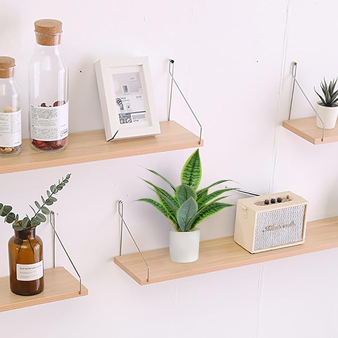 Artificial Fake Snake Plant Potted Tropical Faux Sansevieria Trifasciata Plants in White Plastic Pots Perfect for Indoor Home Decor Modern Living Room Office Housewarming Gift,Light Green 102