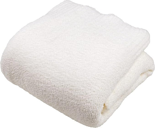 JOOJA Cream White Fuzzy Knitted Blanket, Soft Lightweight Plush Queen Size for Bed, Cozy Nights (90x90)