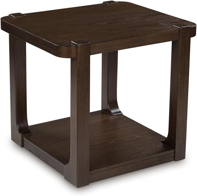 Signature Design by Ashley Breckington Contemporary End Table with Lower Shelf, Dark Brown