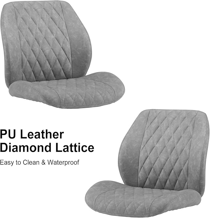 YFO Modern Ergonomic Office Desk Chair, Grey Leather with Lumbar Support, Adjustable Height, Swivel, Armrests, for Office, Gaming, Reading, Relaxing