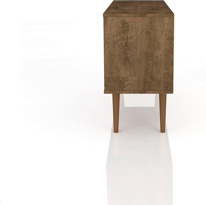 Manhattan Comfort Liberty Mid Century Modern TV Stand for Televisions up to 46 Inches, Bedroom and Living Room Entertainment Center with Storage, Shelves, and Cabinet, 43" Wide, Rustic Brown/Yellow