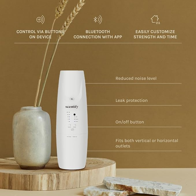 Scentify Plug-in Diffuser V2 - for Home, Office, Spa - Aromatherapy Bluetooth App Control - Waterless Quiet Aroma Essential Oil - 800 sq. ft - 100ml Bottle