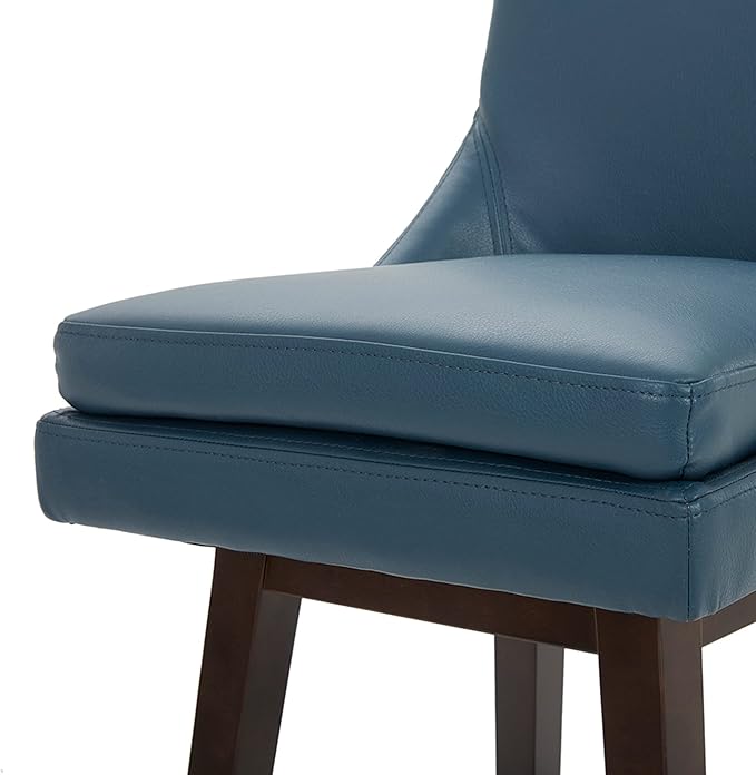 CHITA Counter Height Swivel Barstool with Back Set of 2, FSC Certified Upholstered Faux Leather Swivel Bar Stool, 26.8" H Seat Height, PU Leather in Dark Blue