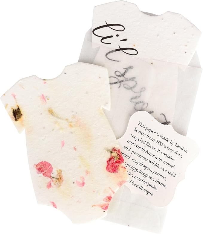 Set of 24 Onesie – Plantable Seed Paper Embedded with Wildflower Seeds for Bridal Shower, Wedding Gift, Birthday, & Other Milestone Celebrations