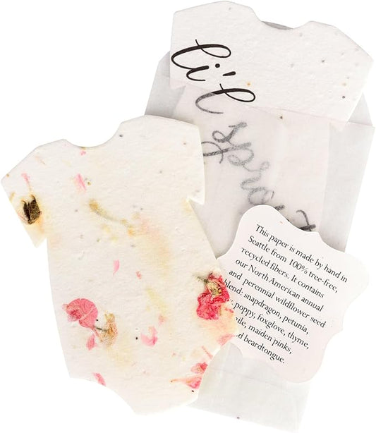 Set of 24 Onesie – Plantable Seed Paper Embedded with Wildflower Seeds for Bridal Shower, Wedding Gift, Birthday, & Other Milestone Celebrations